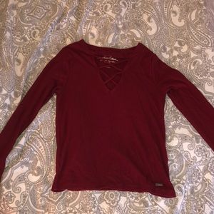 Long sleeve crop top/ Burgendy